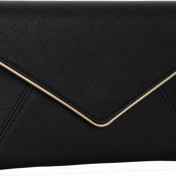 Evening Clutch Handbag Faux Leather Envelope Formal Party Purse - Picture 1 of 8